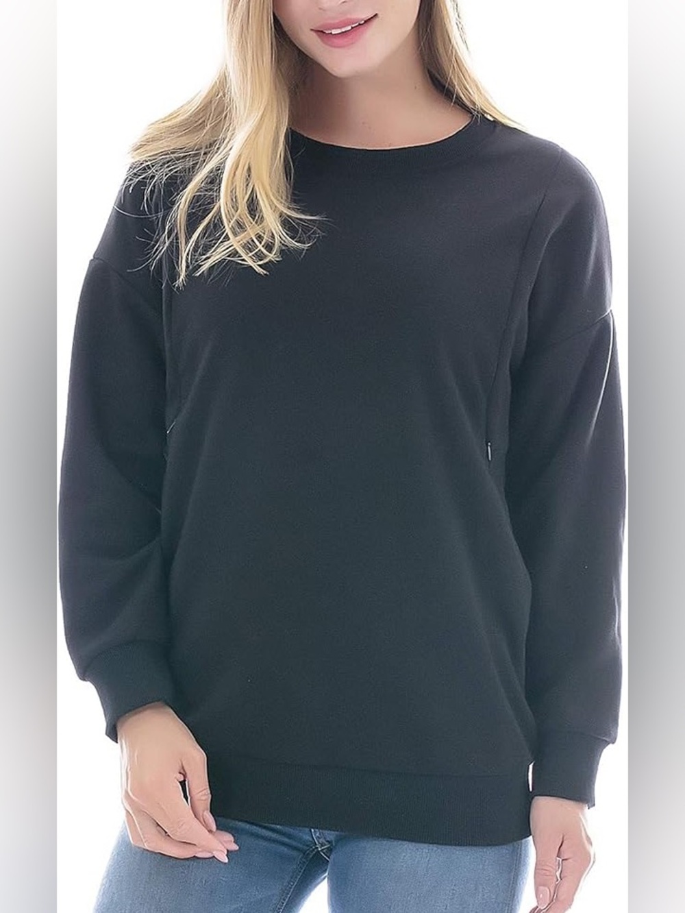 Smallshow Fleece Nursing Sweatshirt Breastfeeding Tops Size Small